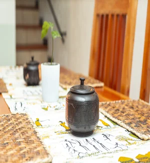 cultural antiques in a dinning table for guest's stay